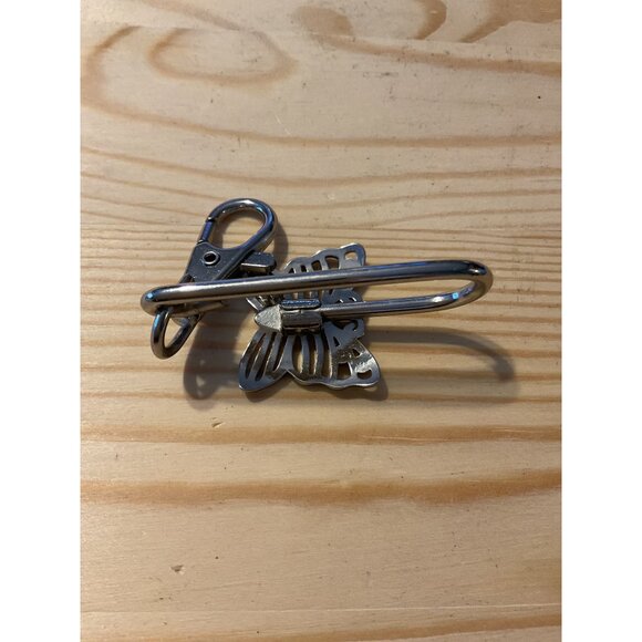 Metal Butterfly Purse Keychain With Rhinestone Accents & Lobster Clasp - Picture 4 of 5